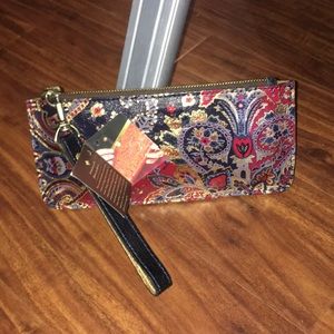 Patricia Nash paisley navy and gold wristlet